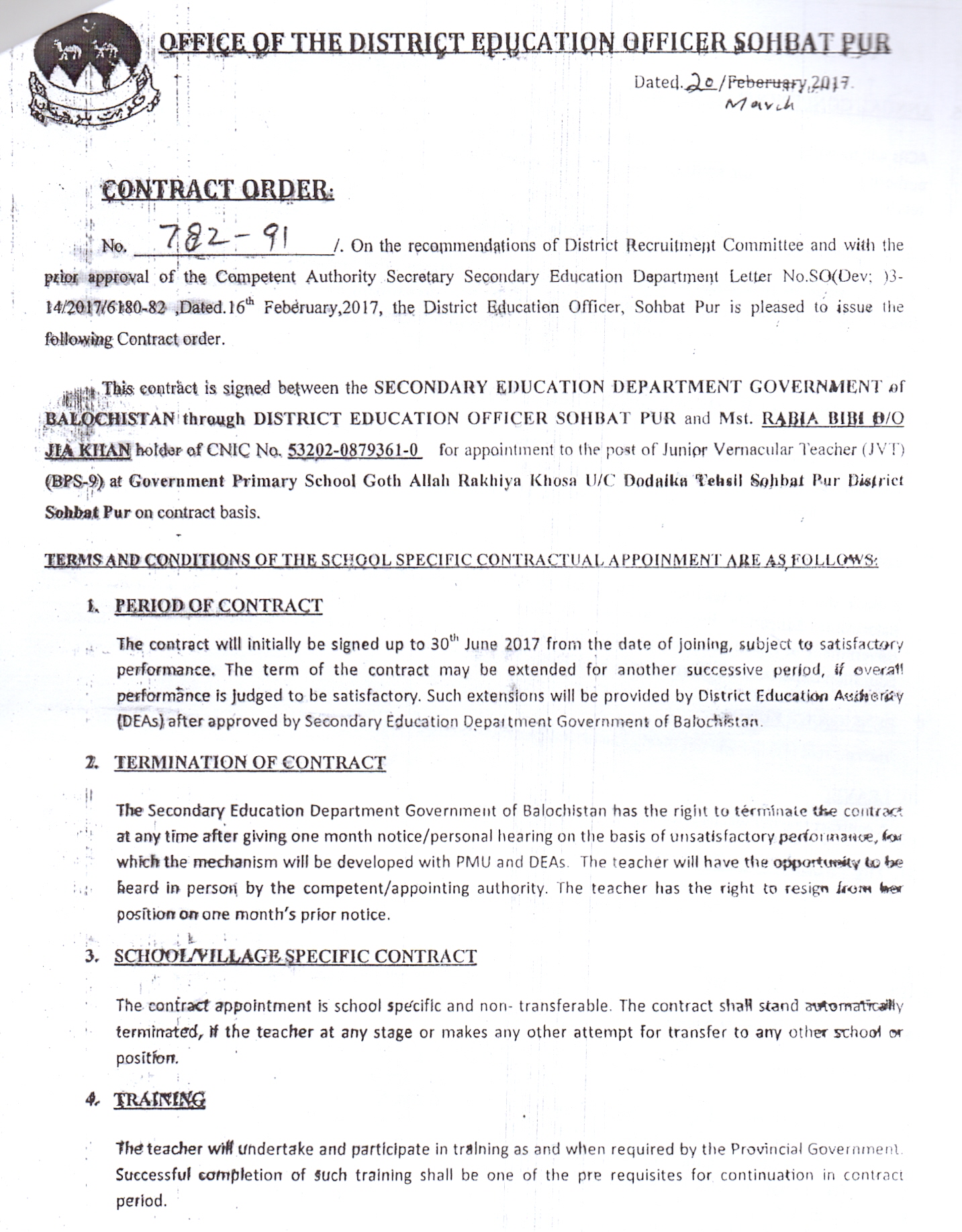 Teacher Contract